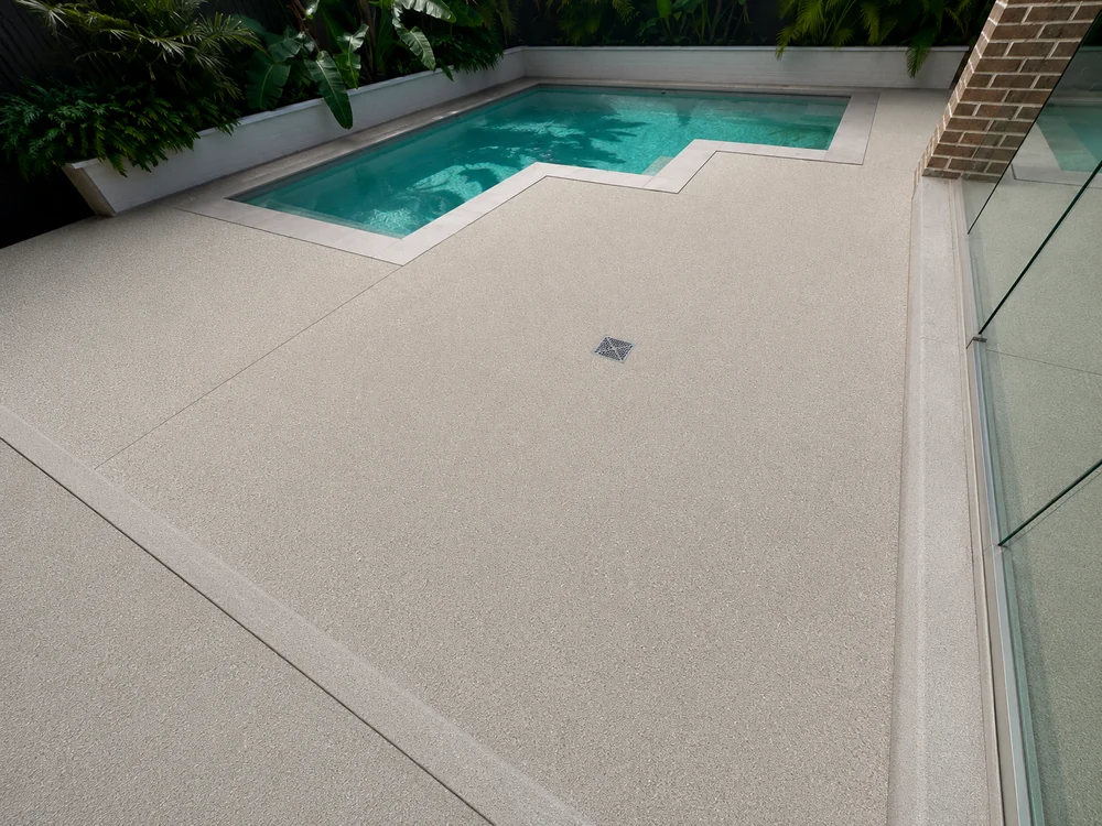 Pool surround after P5 anti-slip resurfacing